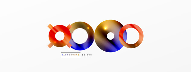 Minimal geometric abstract background. Shiny and glossy circle, line and round shapes design. Trendy techno business template for wallpaper, banner, background or landing