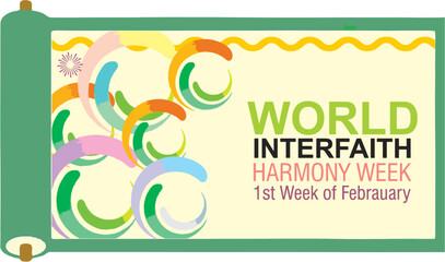 World Interfaith Harmony Week. Design suitable for greeting card poster and banner. Editable vector. eps 10.