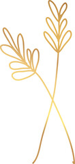 Golden botanical floral leaf branch
