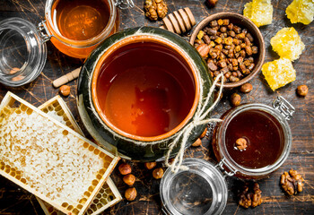 Fototapeta na wymiar Assortment of different types of honey.