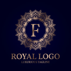 letter F royal circular vector logo design