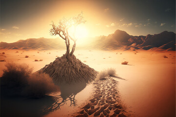 sunset in the desert generative ai