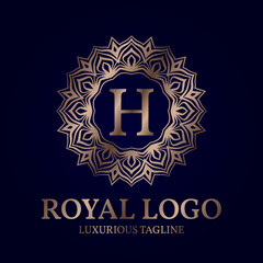 letter H royal circular vector logo design
