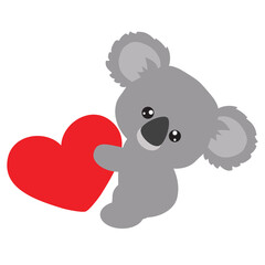 Cute Valentine koala bear vector cartoon illustration