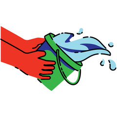 splashing water with plastic bowl