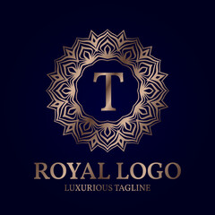 letter T royal circular vector logo design
