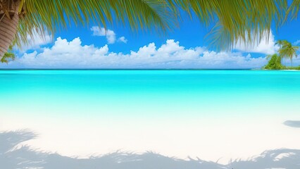 Fototapeta na wymiar Palm trees on the Caribbean tropical beach.