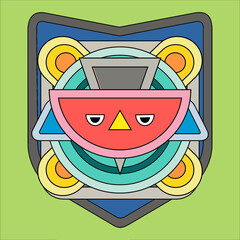 TOTEM MASK , GEOMETRIC DRAWING FOR DIGITAL ART WITH DECORATIVE STIYE