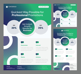 StarterPack in Blue Green Gradient for Quick Design Need - Modern lights designs for Flyer, Social Media Post Feed & Story