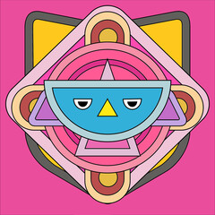 TOTEM MASK , GEOMETRIC DRAWING FOR DIGITAL ART WITH DECORATIVE STIYE
