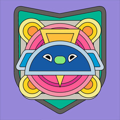 TOTEM MASK , GEOMETRIC DRAWING FOR DIGITAL ART WITH DECORATIVE STIYE
