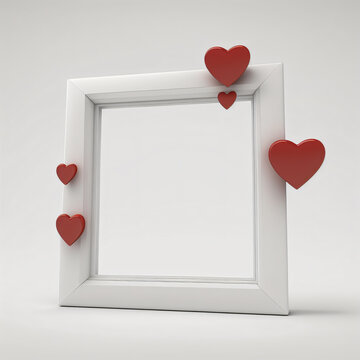 Picture Frame With Hearts For Valentine's Day.  Made With Generative AI.