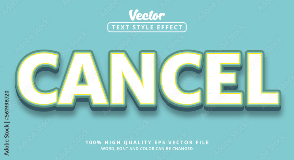 Poster editable text effect, cancel text in color combination and soft style with blue color modern