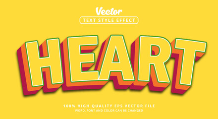 Editable text effects, Text Heart on layered styles with unique styles and bright colors and modern style combination color