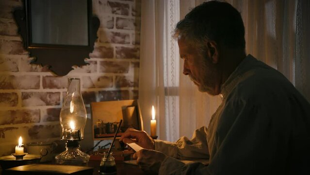 wide shot 19th century telegrapher sending messages