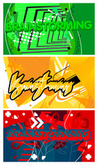 Brainstorming Poster Collection. Vector illustration. Abstract event template for website, banner, book cover, presentation.