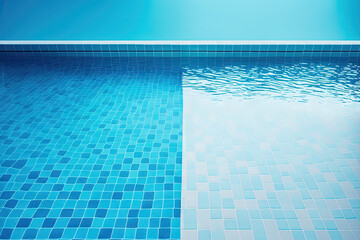 Background of a pool is blue and white. Generative AI
