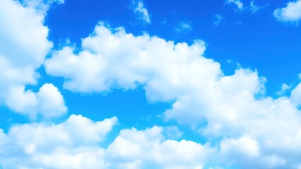 Naklejka na ściany i meble Blue sky with blurred windy clouds during daytime.