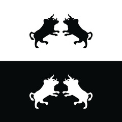 Black bull animal vector logo design . icon logo .silhouette logo 