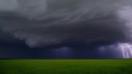 Obraz na płótnie Canvas A dramatic storm cloud approaches from a thunderstorm.