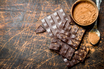 Cocoa powder with chocolate.