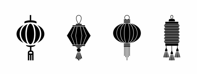 Lantern icon set. Vector illustration.