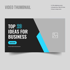 Modern business ideas youtube thumbnails, video tutorials banner and cover design template 