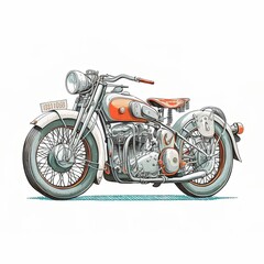 Vintage Vector Motorcycle Flat Illustration. Hand drawn vintage motorcycle. generative ai