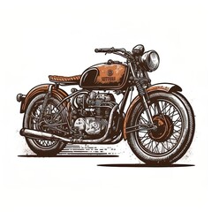 Vintage Vector Motorcycle Flat Illustration. Hand drawn vintage motorcycle. generative ai