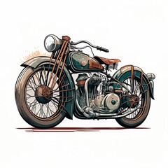 Plakat Vintage Vector Motorcycle Flat Illustration. Hand drawn vintage motorcycle. generative ai