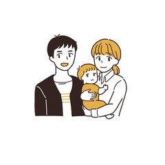 赤ちゃんのいる夫婦のイラスト