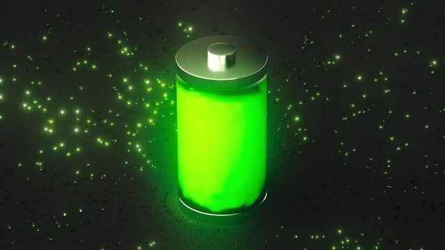 3D Battery Future Digital Technology Ai Cyber Space deep learning Background. Battery power consumption, energy Power level Battery energy demand, electricity consumption Efficiency. 3D render