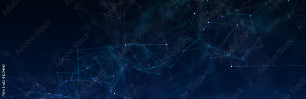 Poster abstract futuristic - technology with polygonal shapes on dark blue background. design digital techn