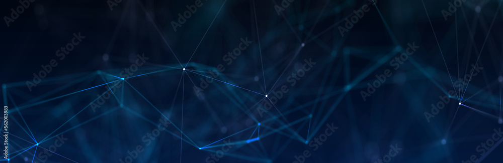 Aufkleber Abstract futuristic - technology with polygonal shapes on dark blue background. Design digital technology concept. 3d illustration.