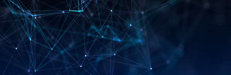 Abstract futuristic - technology with polygonal shapes on dark blue background. Design digital technology concept. 3d illustration.