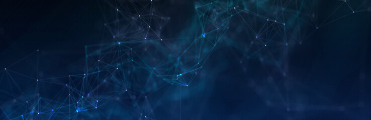 Abstract futuristic - technology with polygonal shapes on dark blue background. Design digital technology concept. 3d illustration.