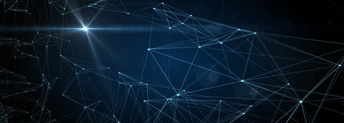 Abstract futuristic - technology with polygonal shapes on dark blue background. Design digital technology concept. 3d illustration.