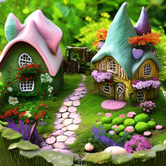 Fairy village buildings fantasy