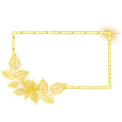 Regtangle Gold Leaf Frame Wreath Vector Design, Holiday Bokeh