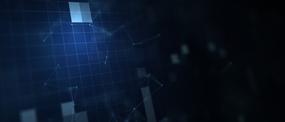 Abstract futuristic - technology with polygonal shapes on dark blue background. Design digital technology concept. 3d illustration.