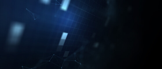 Abstract futuristic - technology with polygonal shapes on dark blue background. Design digital technology concept. 3d illustration.