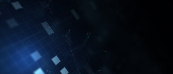 Obraz premium Abstract futuristic - technology with polygonal shapes on dark blue background. Design digital technology concept. 3d illustration.