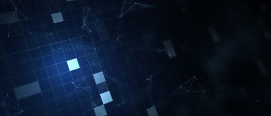 Abstract futuristic - technology with polygonal shapes on dark blue background. Design digital technology concept. 3d illustration.