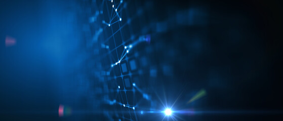 Abstract futuristic - technology with polygonal shapes on dark blue background. Design digital technology concept. 3d illustration.