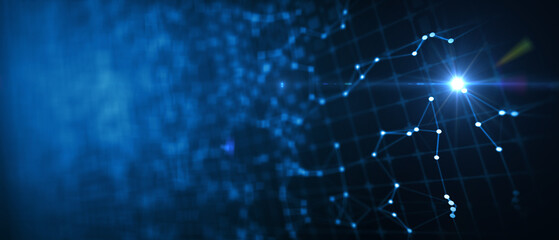 Abstract futuristic - technology with polygonal shapes on dark blue background. Design digital technology concept. 3d illustration.