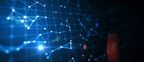 Abstract futuristic - technology with polygonal shapes on dark blue background. Design digital technology concept. 3d illustration.