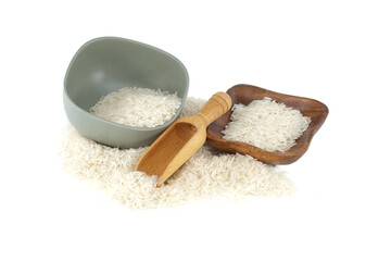 Fototapeta na wymiar Rice in a bowls isolated on a white background
