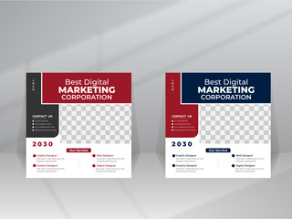 Editable Digital Marketing Square Banner Design Template Suitable for Social Media Posts and Web Internet Ads