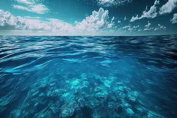 Fototapeta na wymiar perfect ocean water and sky. Generative AI
