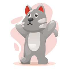 cute cat illustration logo design 